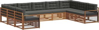 vidaXL Conjunto De Sof&aacute;s De Exterior 9 Uds. Natural Y Antracita Vidaxl