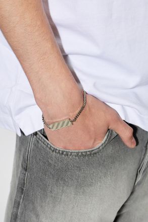Off-white Brass Bracelet, Mens, Silver