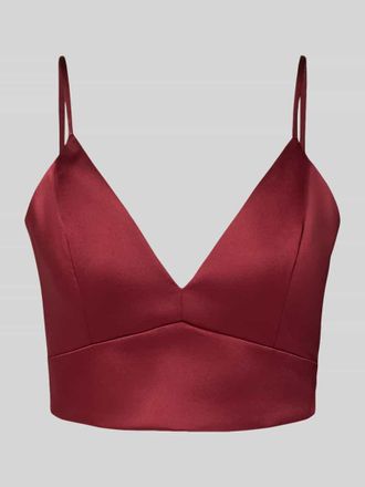 Jake*s Crop Top mit Herz-Ausschnitt in Bordeaux, Gr&ouml;&szlig;e 34