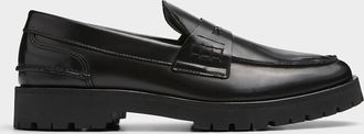 Simons Mens Glossy leather penny loafers Men