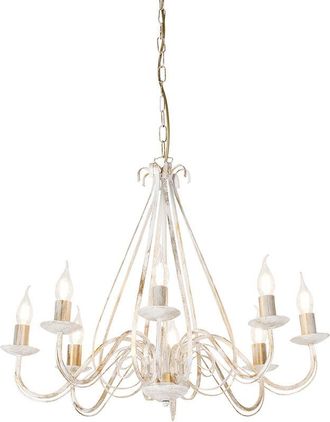 QAZQA Lampadario stile italiano giuseppe - rustico - Acciaio - Crema - Tondo Max. 8 x Watt - Qazqa