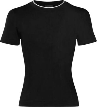 Jacquemus Geribbelde T-Shirt - Dames - Ronde hals truien - Zwart - S - Leer - Truien & Vesten