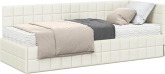 vidaXL Estructura De Cama Esquina Con Colch&oacute;n 2 Uds. Crema 80 X 200 Cm Vidaxl