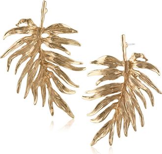 Jardin Feather Statement Stud Earrings in Gold at Nordstrom Rack