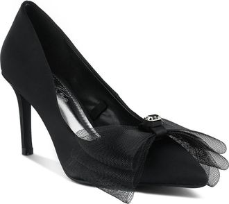 London Rag Odette Crystal Embellished Bow Stiletto Pump in Black at Nordstrom Rack, Size 10