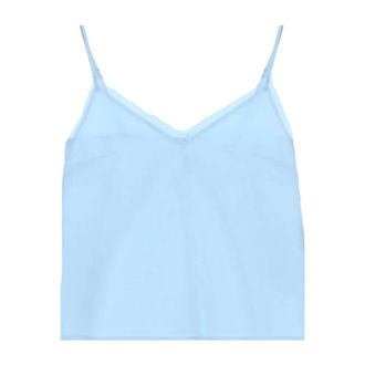 Imperial Sleeveless Tops, female, Blue, Size: XS Lace V-neck Top