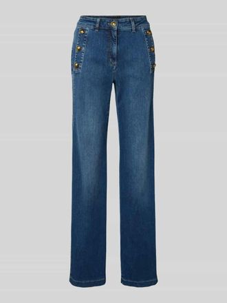 Luisa Cerano Luisa Cerano Flared Cut Jeans mit Kn&ouml;pfen und Ges&auml;&szlig;taschen in Blau, Gr&ouml;&szlig;e 42