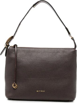 Etro Tassen, Dames, Bruin, ONE Size, Leer, Middelgrote leren schoudertas