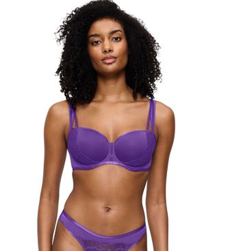 Triumph Balconette-BH TRIUMPH Palina Moonlight Kiss, Damen, Gr. 70, Cup C, lila (lila haze), Spitze, Obermaterial: 62% Polyester, 25% Polyamid, 13% Elasthan, 