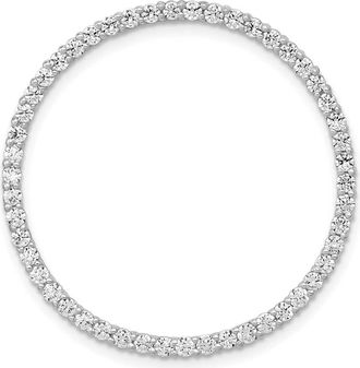 Diamond2Deal 14K White Gold Lab Grown Diamond Circle Pendant (1ct, VS, G-H)