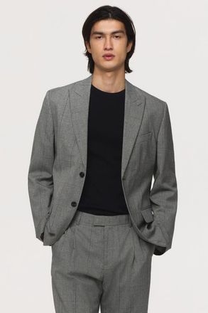 H&M Regular-fit single-breasted jacket in Gray/plaid at Nordstrom, Size 42