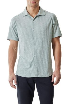 Robert Barakett Anton Knit Button-Up Polo in Aqua at Nordstrom, Size Xx-Large