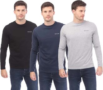 Nicce London Heren Julian T-shirt met lange mouwen (3-pack) (Zwart/Navy/Grijs)