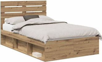 vidaXL Bed Frame Artisian Oak 135 x 190 cm Solid Pine Wood vidaXL