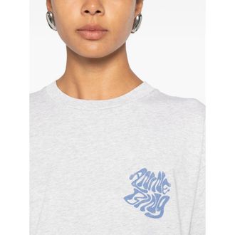 Anine Bing Logo-Embroidered Cotton T-Shirt - Gray