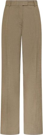 Seventy Pantalon in garengeverfde viscose met gestreken plooi in het midden - Dames - Wijde Broeken - Beige - 2XS - Polyester - Broeken