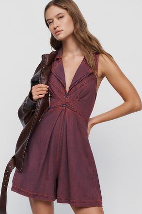 Pilcro Denim Collared Romper