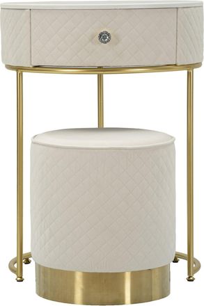 Mauro Ferretti Mesita de noche/tocador con puf de terciopelo cm ø 52x70 - ø 36x39