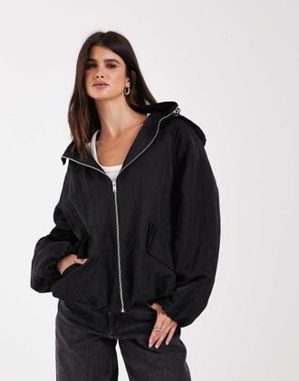 Asos giacca impermeabile nera con fondo a palloncino-Nero
