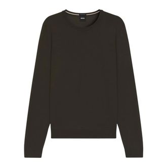 HUGO BOSS Truien & Vesten, Heren, Bruin, L, Wol, Slimfit sweater van merinowol
