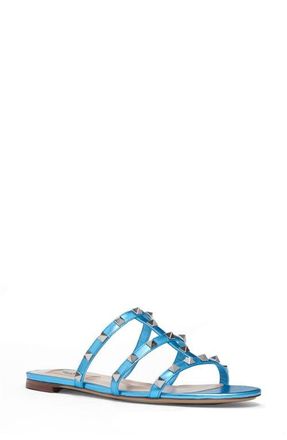 Valentino Garavani Rockstud Slide Sandal in Blue at Nordstrom, Size 5.5Us