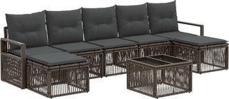 vidaXL Conjunto De Sof&aacute;s De Jard&iacute;n 8 Uds. Gris Rat&aacute;n Sint&eacute;tico Vidaxl