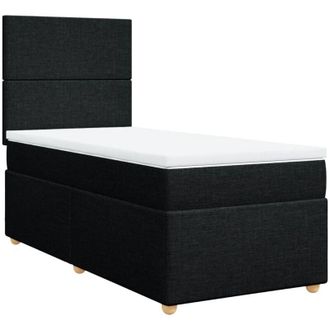 vidaXL Cama Box Spring Con Colch&oacute;n Tela Negro 90x190 Cm Vidaxl