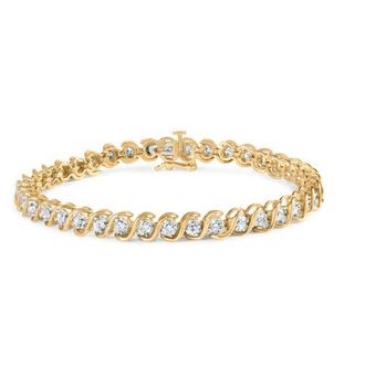 House of Brilliance 10K Yellow Gold 3 cttw Round-Cut Diamond Spiral Link 7.50 Bracelet at Nordstrom