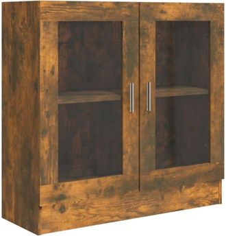 vidaXL Vitrine Cabinet Smoked Oak 82.5x30.5x80 cm Engineered Wood Vidaxl