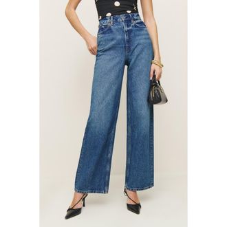 Reformation Wes High Waist Wide Leg Jeans in Pelican at Nordstrom, Size 28