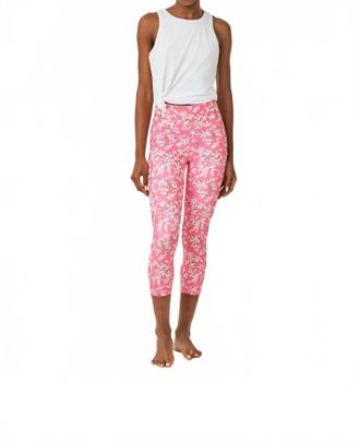 Lilly Pulitzer Upf 50+ Luxletic Weekender High Rise Crop Leggings In Confetti Pink Crossgrain Lil Liza