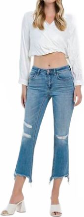Flying Monkey Bletilla Mid Rise Cropped Flare Denim Jeans In Quince