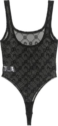 Marine Serre Body, female, Black, Size: XS Black Sleeveless Snap-Fit Bodysuit