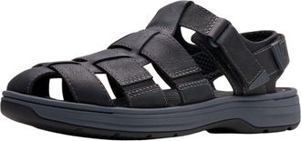 Clarks Mens Saltway Cove Sandals, Black (Black Leather), 6.5 UK