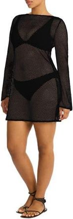 Sea Level Australia Surf Long Sleeve Sheer Mesh Cover-Up Minidress in Black at Nordstrom Rack, Size Medium