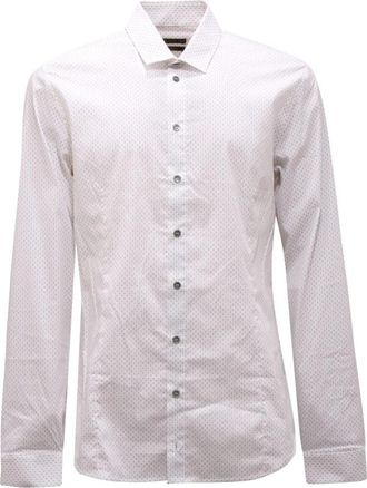 Patrizia Pepe Micro Spot Shirt - Heren - Casual Overhemden - Wit - XL - Katoen - Overhemden