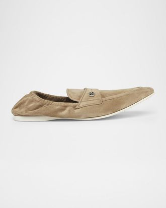 Dolce & Gabbana Men & apos;s Suede DG-Logo Elastic Penny Loafers