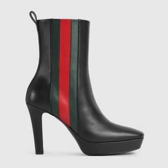 Gucci Womens Galleria Bootie, Black, Leather