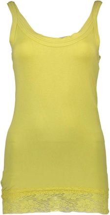 Silvian Heach Elegante gele kanten tanktop - Dames - Tops zonder mouwen - Geel - XS - Katoen - Tops