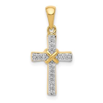 Diamond2Deal 10k Yellow Gold 1/6ct. Diamond Latin Cross Pendant