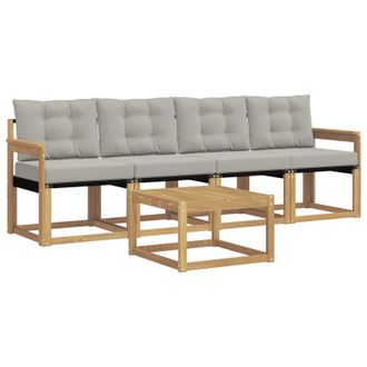 vidaXL Conjunto De Sof&aacute;s De Exterior 5 Pcs Blanco Y Gris Claro Vidaxl