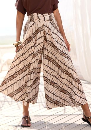 Lascana Hosenrock LASCANA, Damen, Gr. 34, braun (beige, braun bedruckt), Web, Obermaterial: 100% Polyester, bedruckt, figurumspielend kn&ouml;chelfrei, R&ouml;cke Hosen