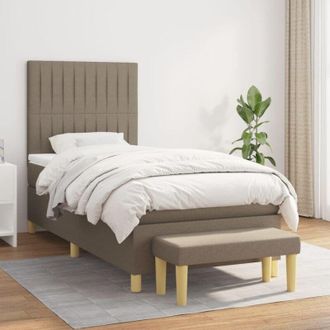 vidaXL Vidaxl - Cama Box Spring Con Colch&oacute;n Tela Gris Taupe 80x200 Cm