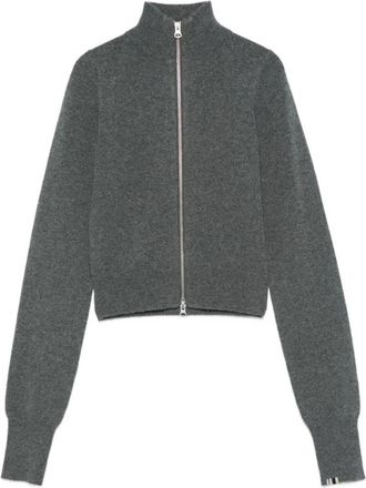 Extreme Cashmere Truien & Vesten, Dames, Grijs, ONE Size, Grijze Zip Sweater Geribbelde Manchetten