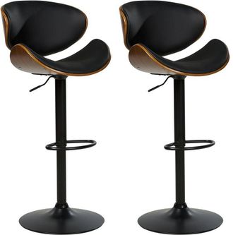 Beliani Set of 2 Bar Chairs ROTTERDAM II Faux Leather Swivel Black