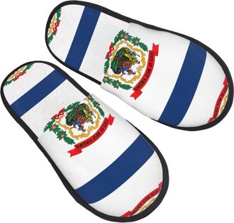 Generic Fleece Slippers West Virginia State Flag Unisex Hotel Slippers Lightweight Cotton Slipper For Bedroom Travel Winter L
