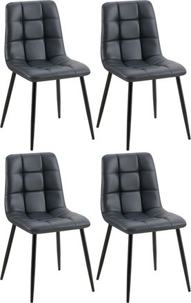 Clp Set de 4 silla de comedor con asiento de simil cuero negro
