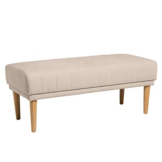 Koketto Home Banqueta tapizada beige con robustas patas de madera