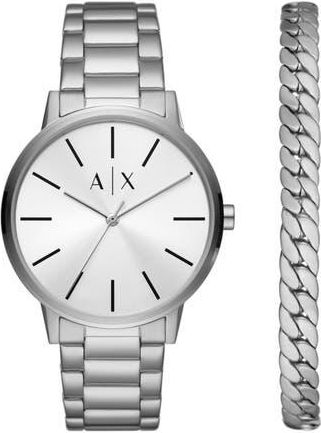 A|X Armani Exchange Bracelet Watch & Bracelet Set, 42mm in Silver at Nordstrom Rack