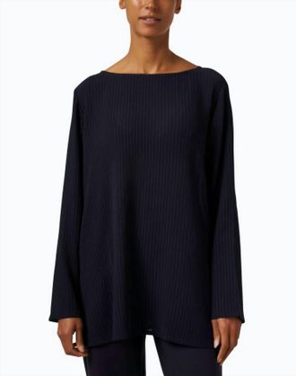 Eileen Fisher Bateau Neck Tunic Top In Nocturne